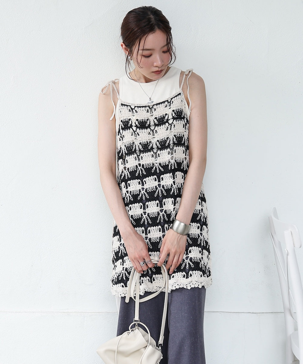 クロシェ編みミニワンピース