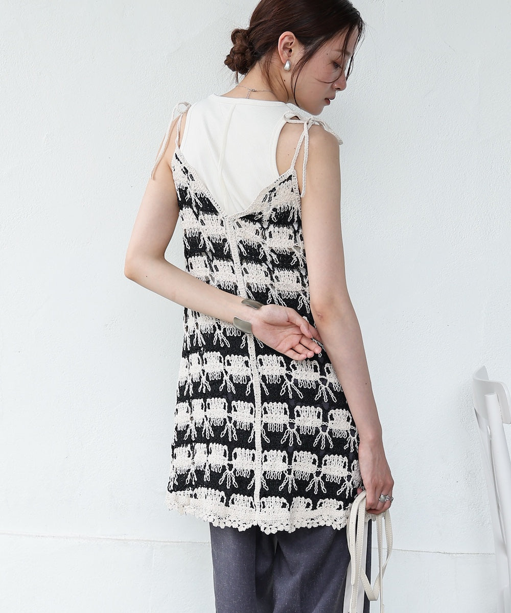 クロシェ編みミニワンピース