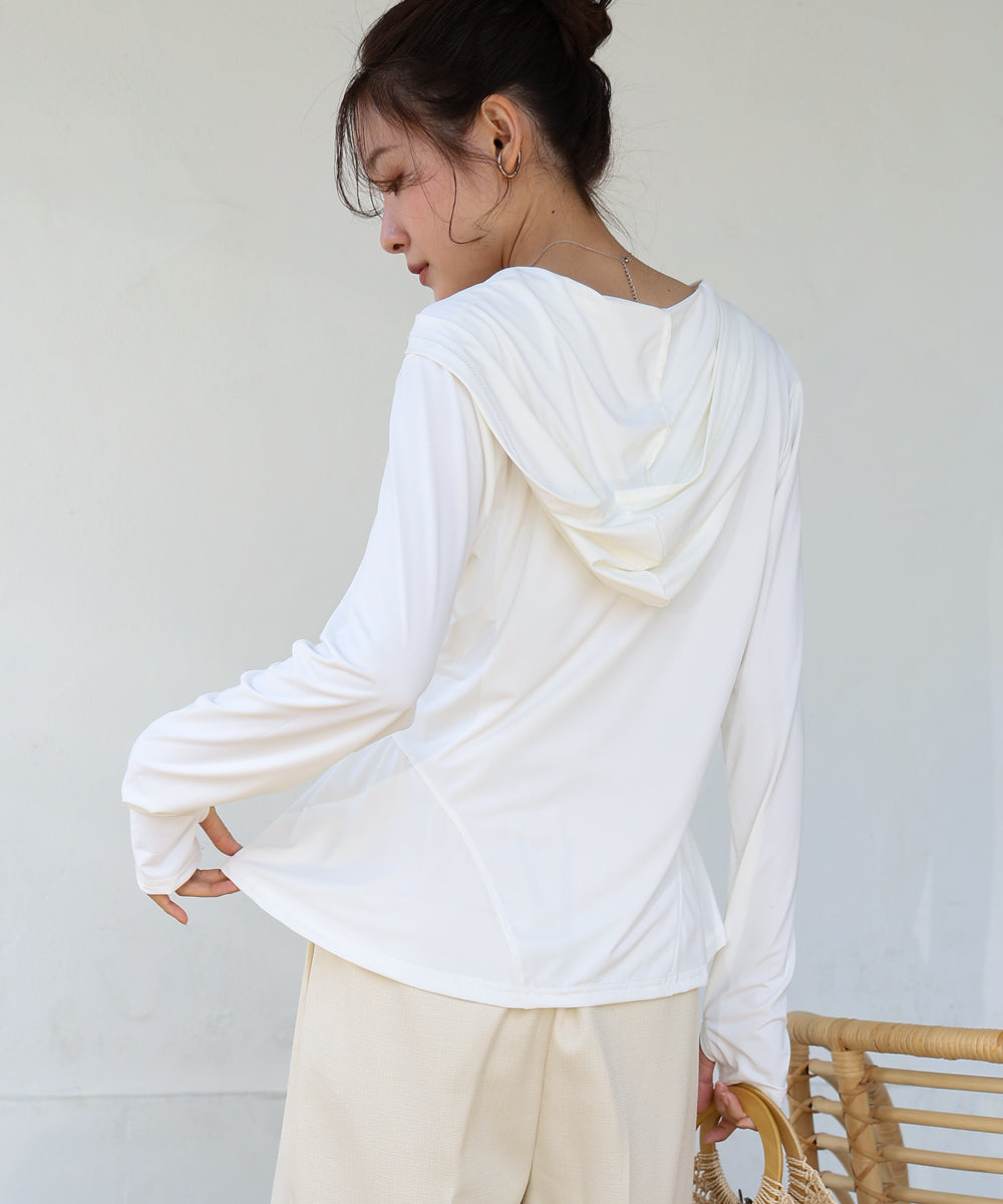 ペプラムダブルZIPストレッチラッシュガードパーカー