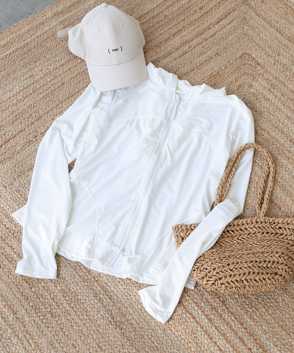 ペプラムダブルZIPストレッチラッシュガードパーカー