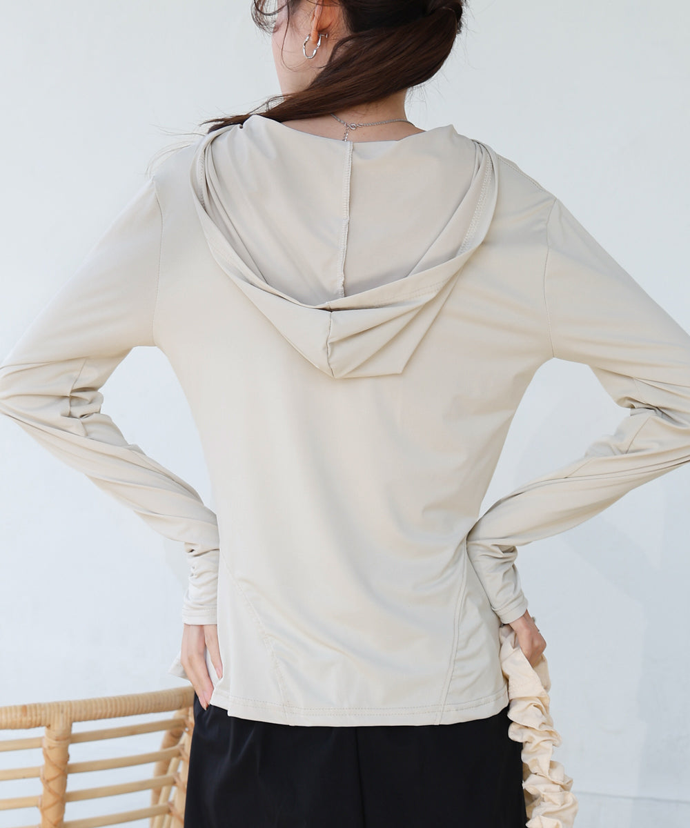 ペプラムダブルZIPストレッチラッシュガードパーカー