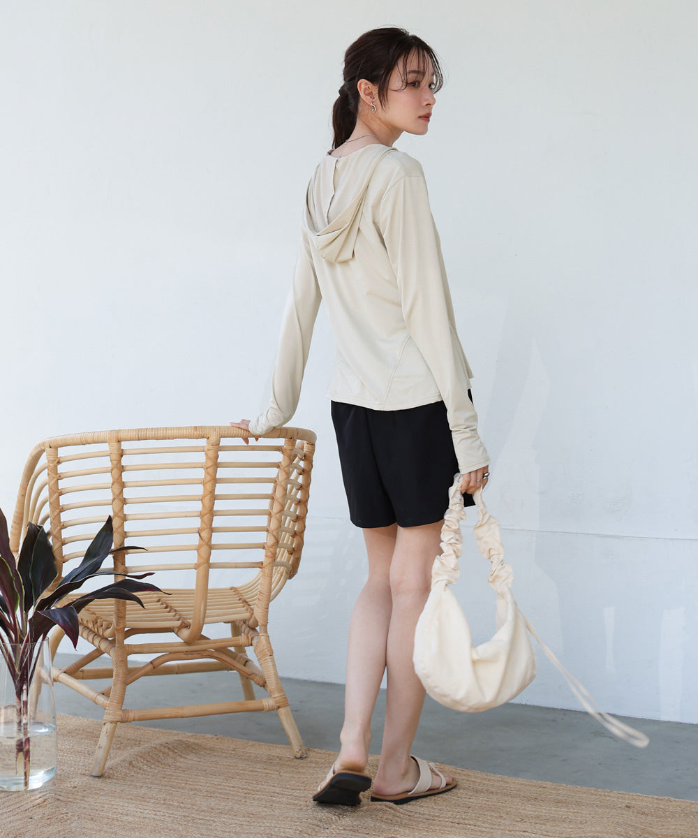 ペプラムダブルZIPストレッチラッシュガードパーカー