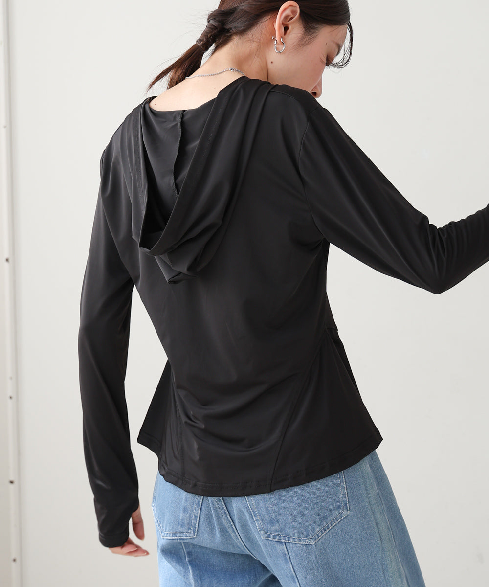 ペプラムダブルZIPストレッチラッシュガードパーカー