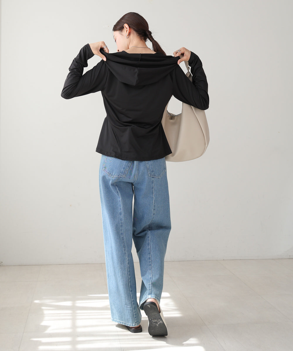 ペプラムダブルZIPストレッチラッシュガードパーカー