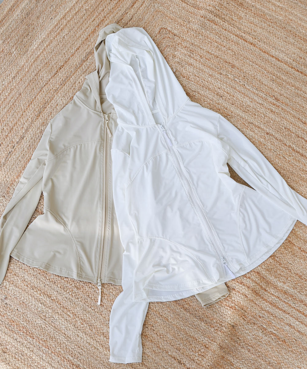 ペプラムダブルZIPストレッチラッシュガードパーカー