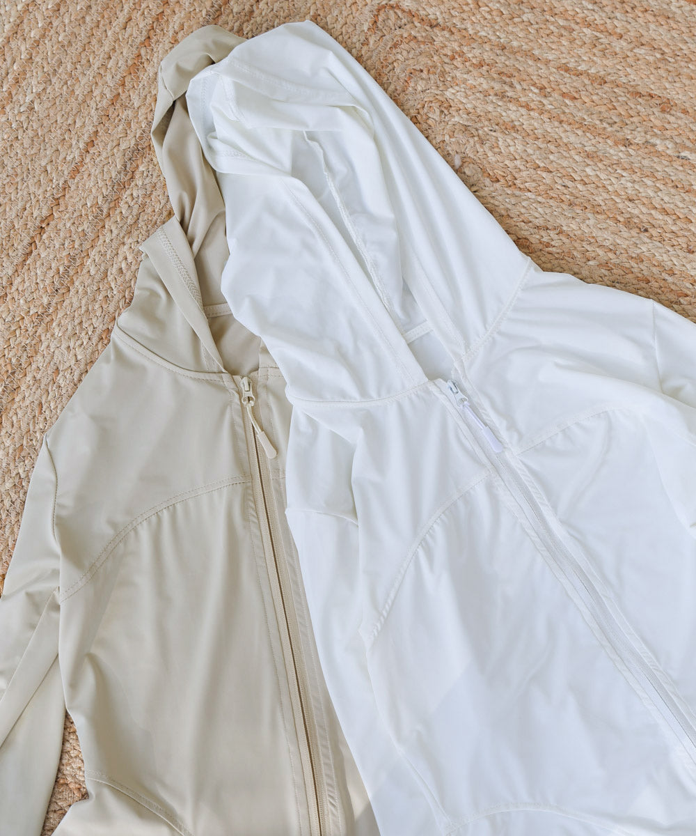 ペプラムダブルZIPストレッチラッシュガードパーカー