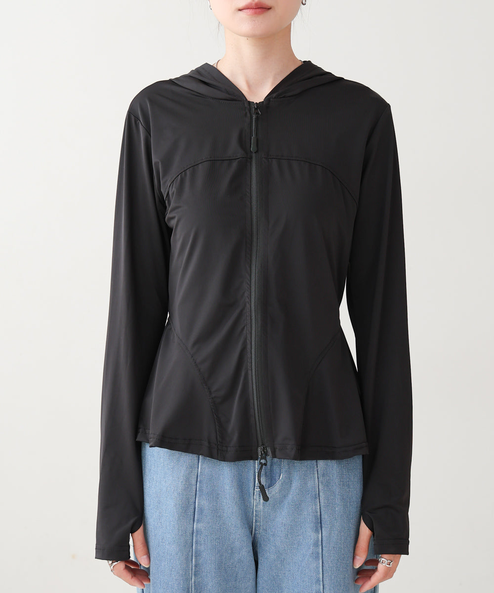 ペプラムダブルZIPストレッチラッシュガードパーカー