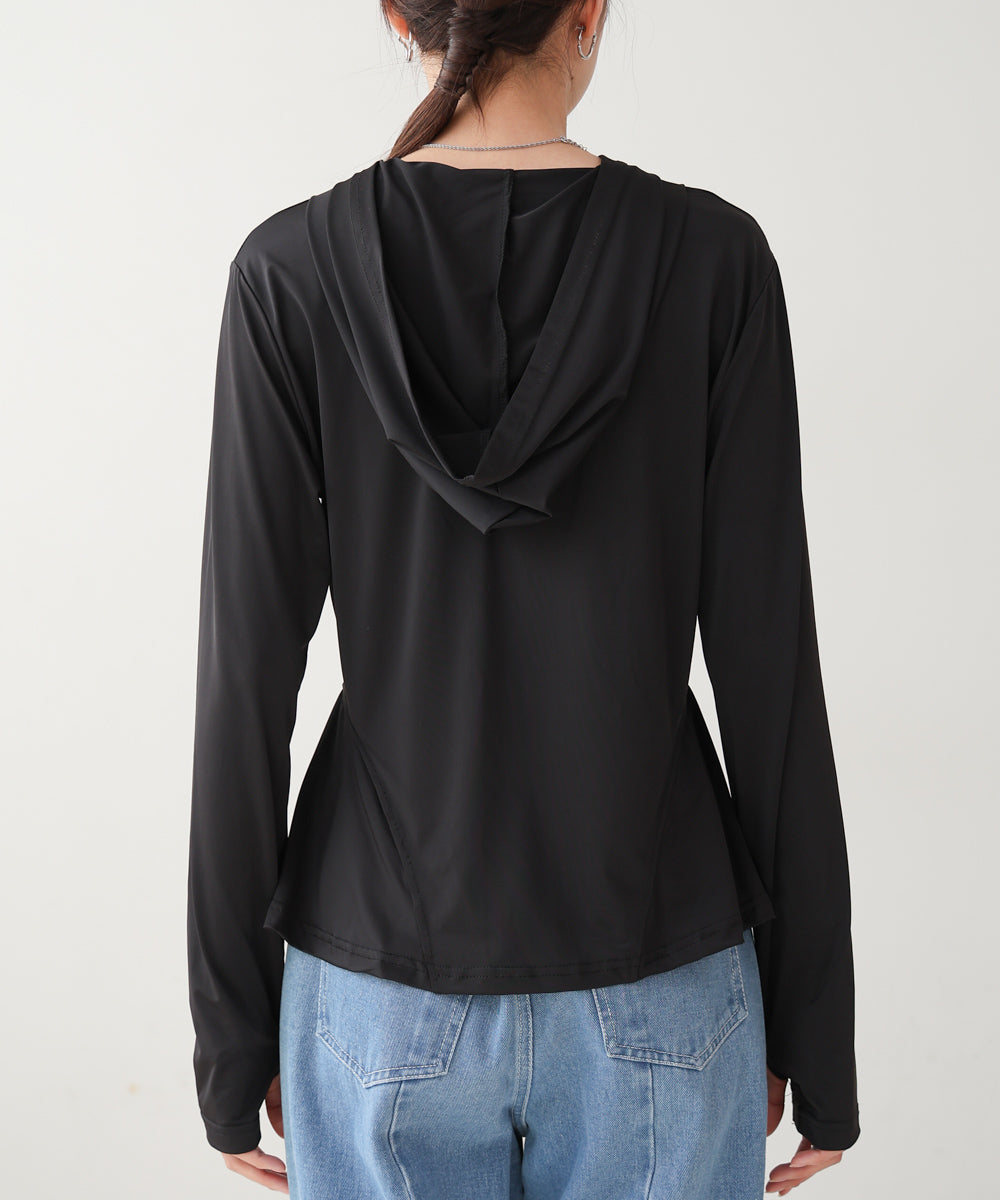 ペプラムダブルZIPストレッチラッシュガードパーカー