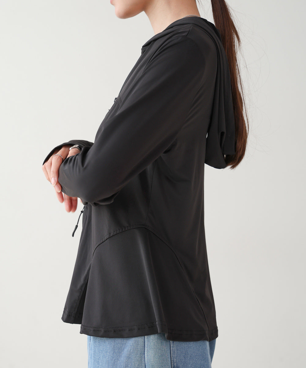 ペプラムダブルZIPストレッチラッシュガードパーカー
