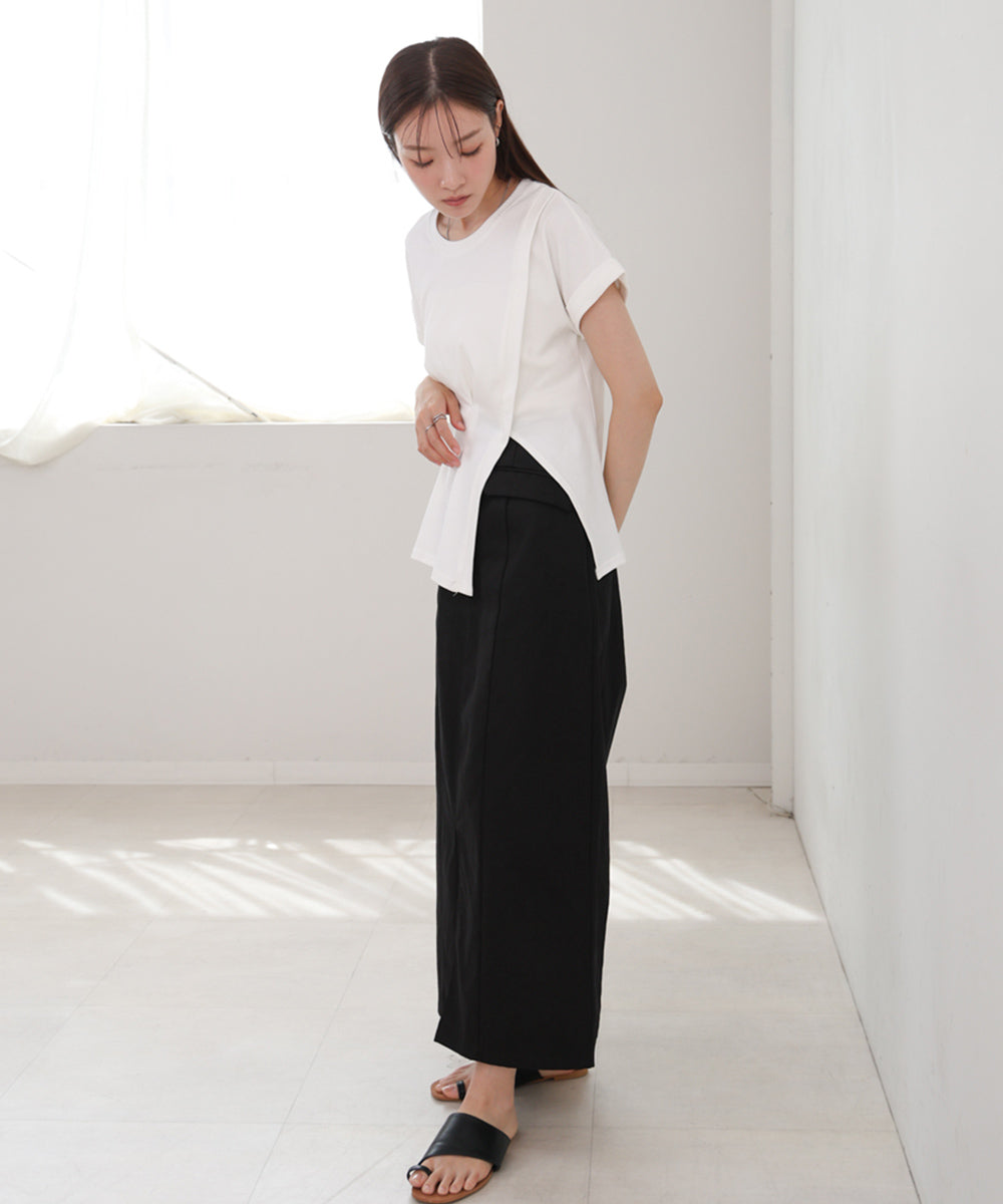 フロントタックデザイン スリットトップス