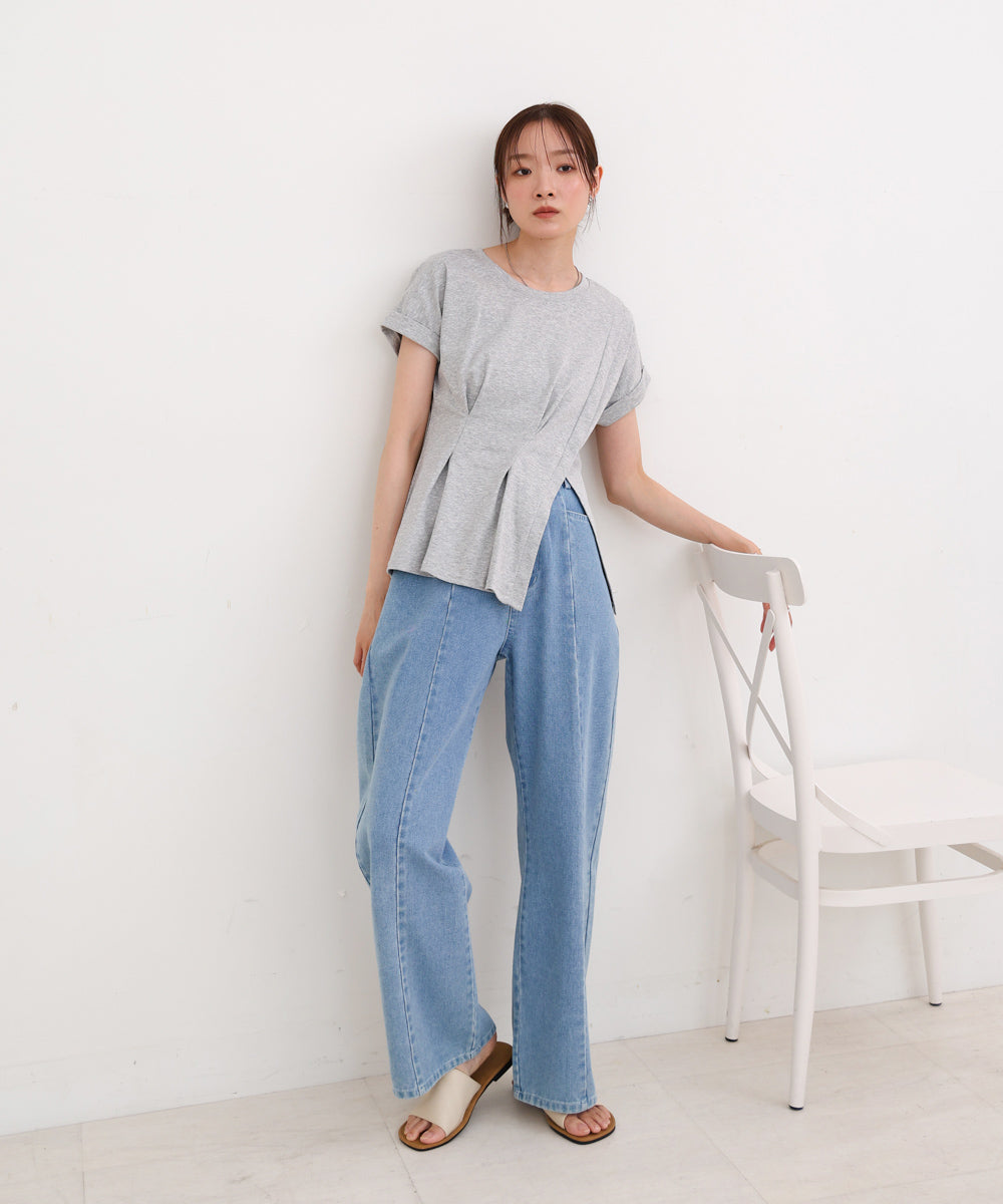 フロントタックデザイン スリットトップス