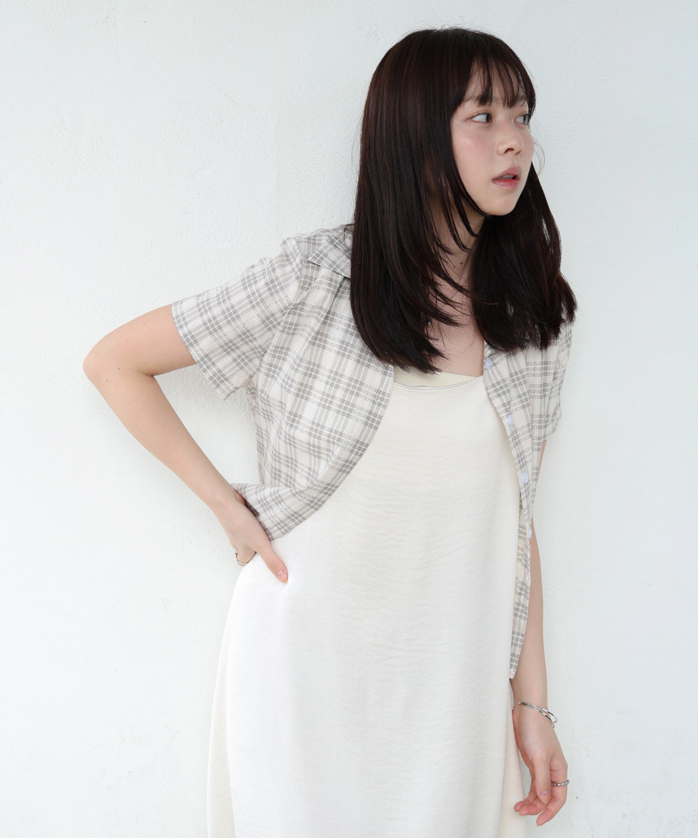 サイドリボンアソートチェックブラウス