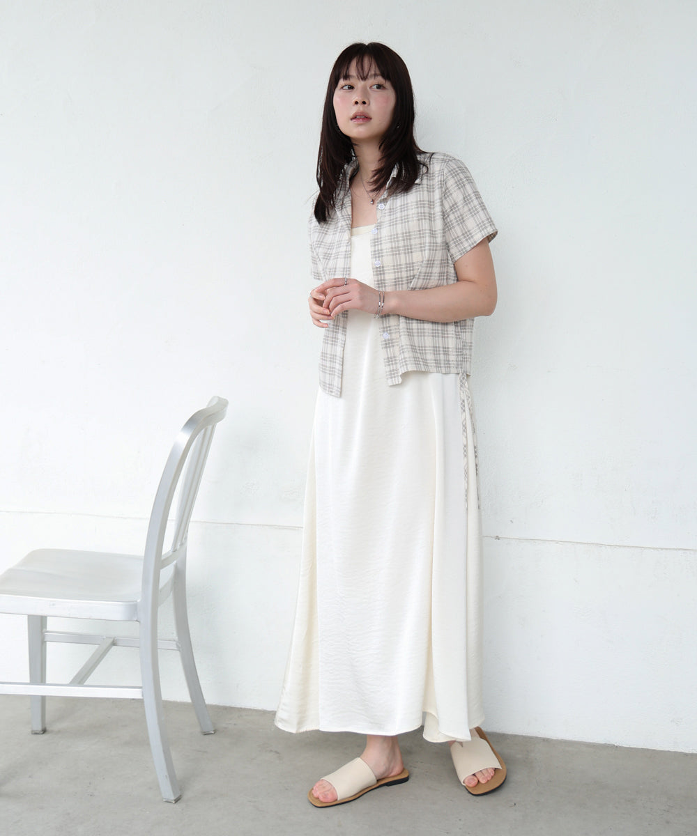 サイドリボンアソートチェックブラウス