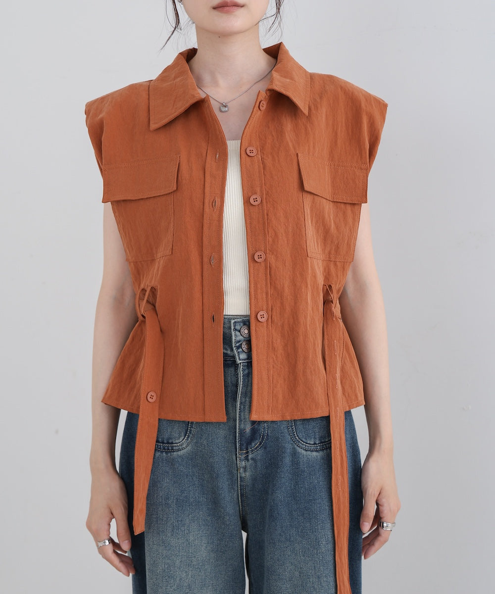 肩パット入りベストトップス