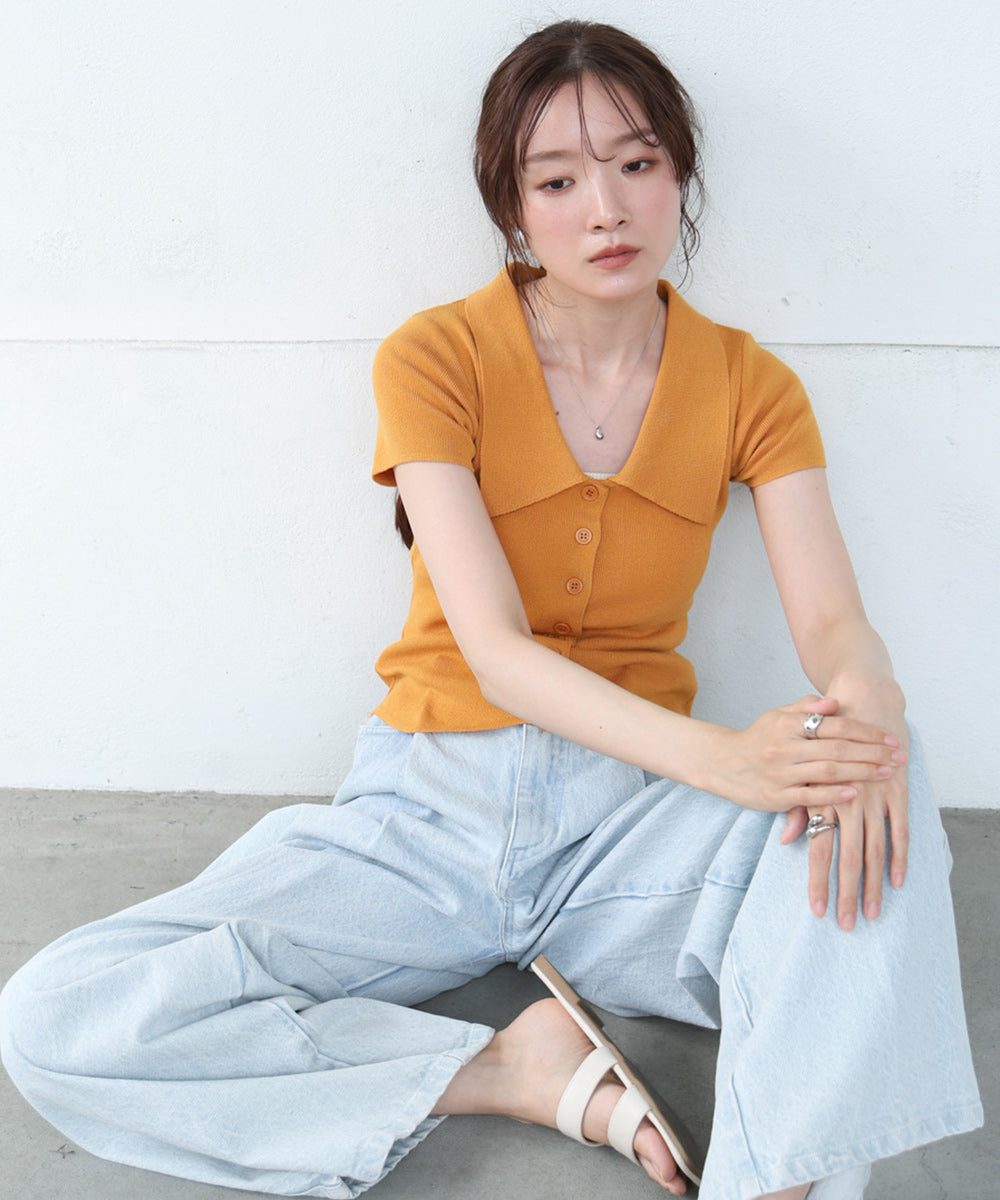 ビックカラーニットトップス