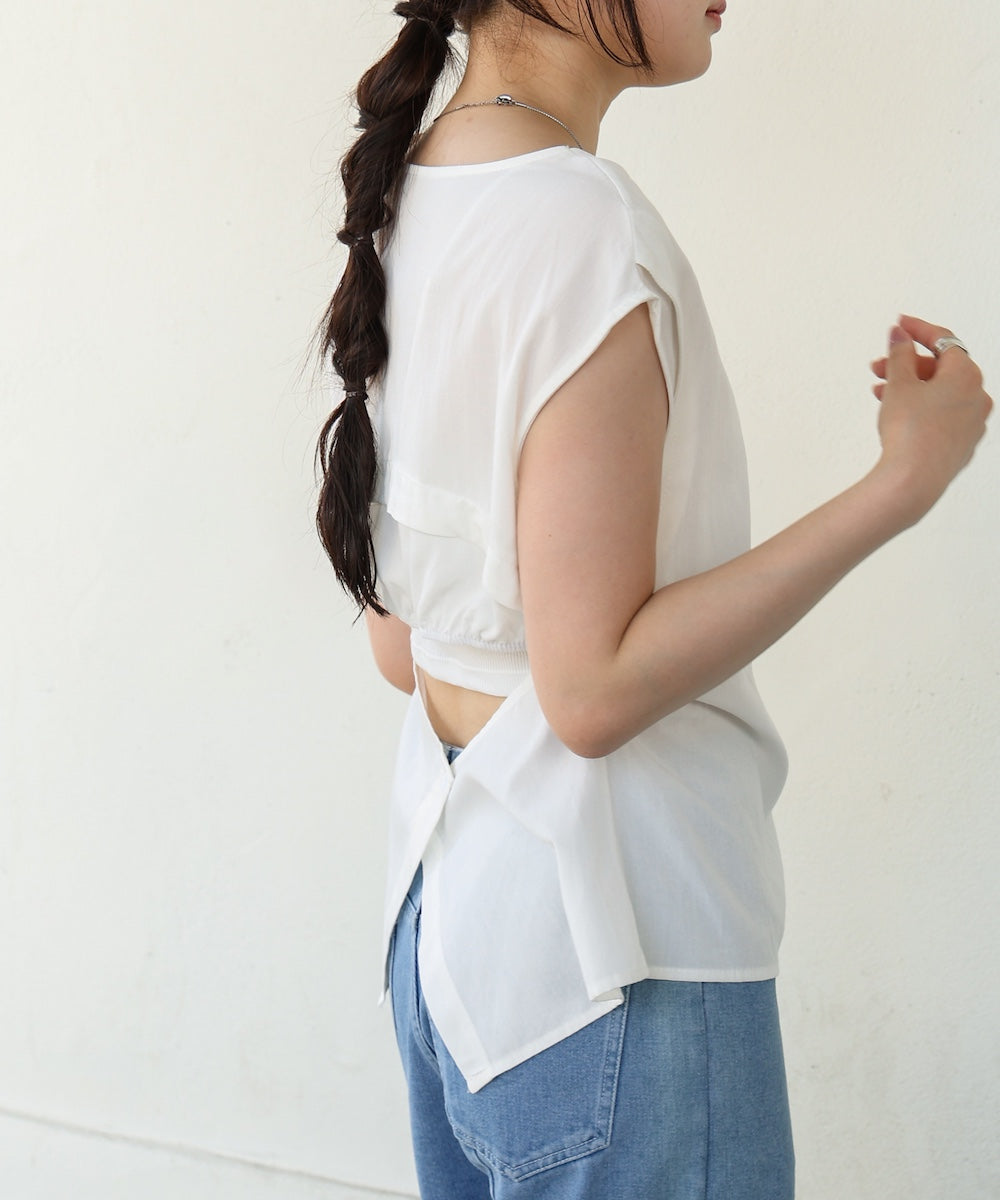 バックデザインノースリーブブラウス