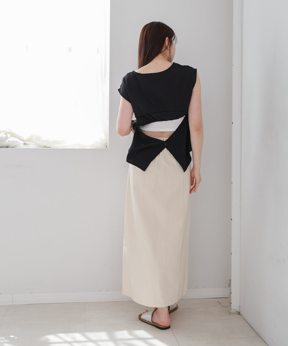 バックデザインノースリーブブラウス