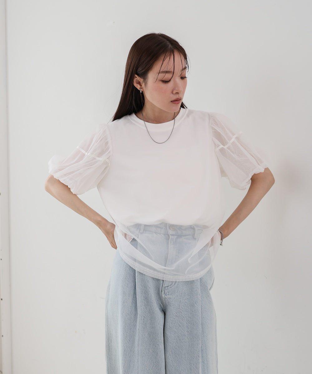 チュールレイヤードTシャツ