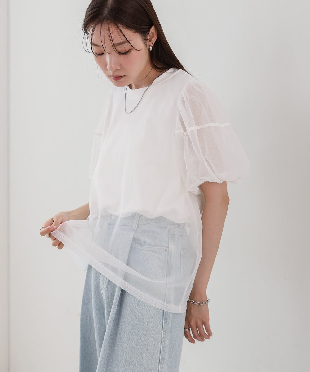 チュールレイヤードTシャツ