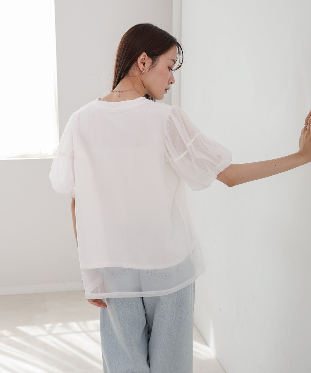 チュールレイヤードTシャツ