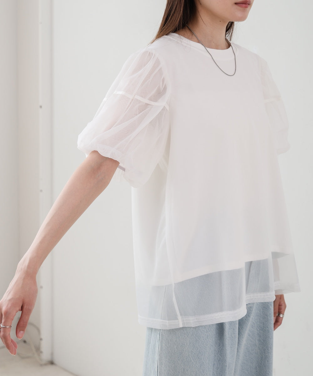 チュールレイヤードTシャツ