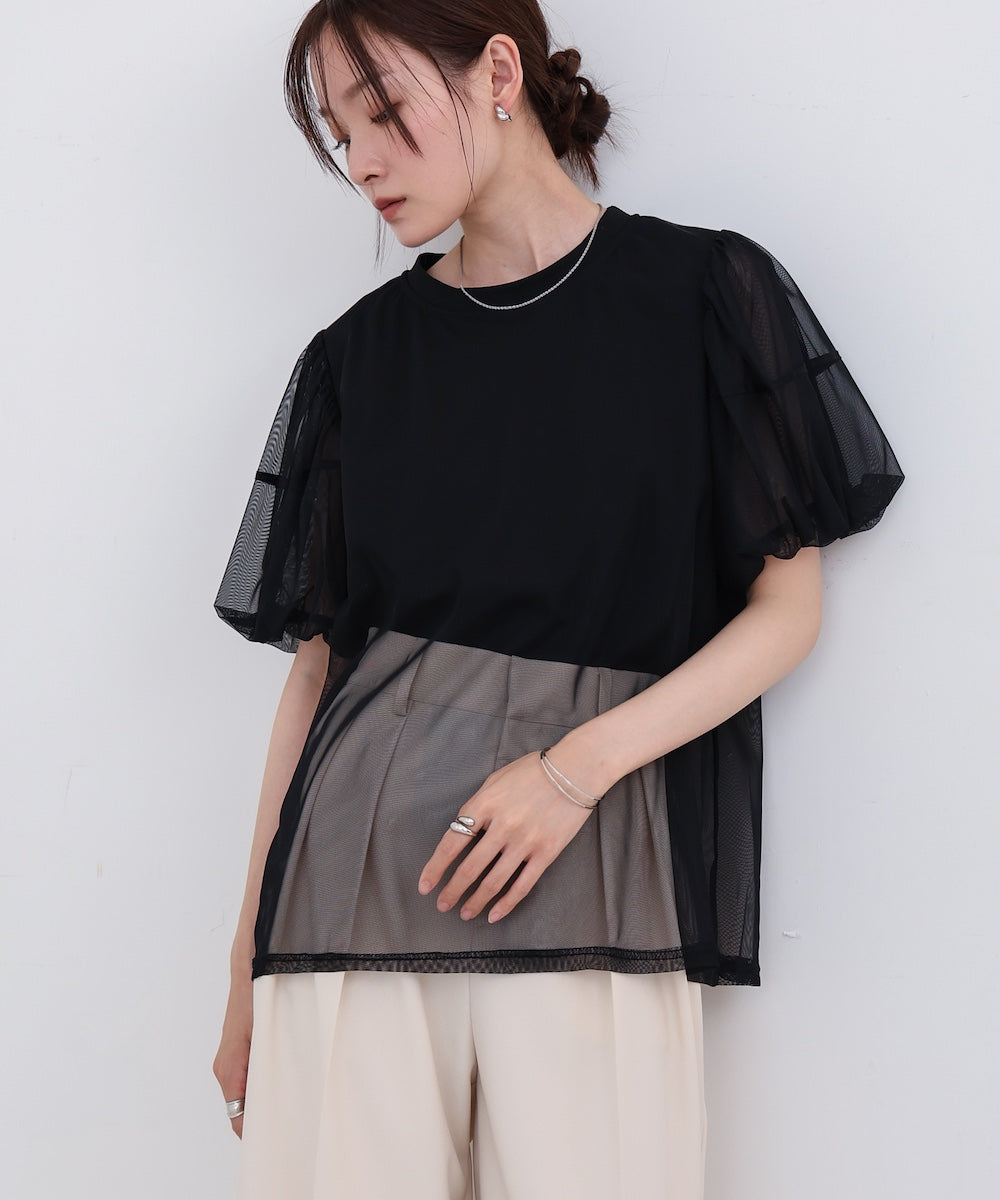 チュールレイヤードTシャツ