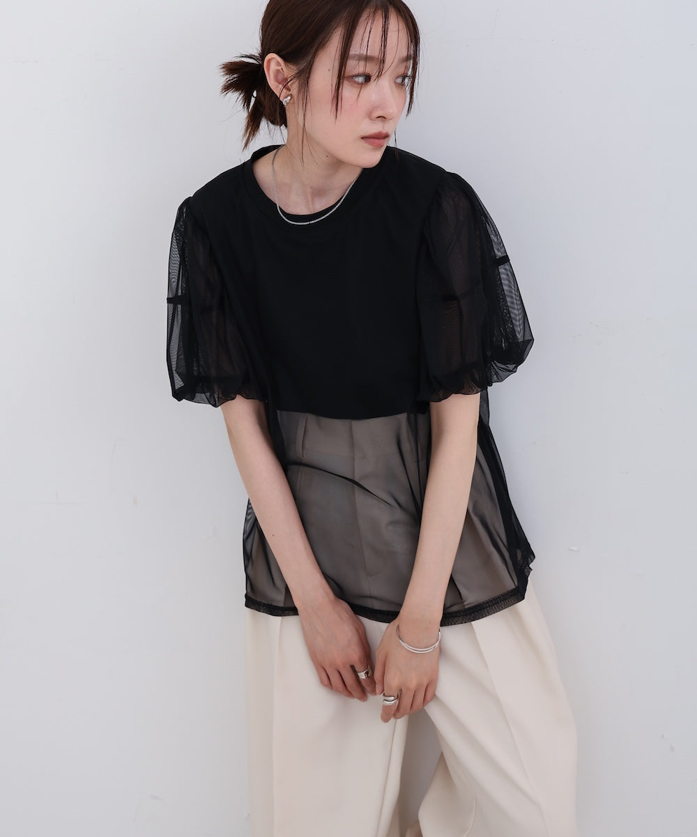 チュールレイヤードTシャツ