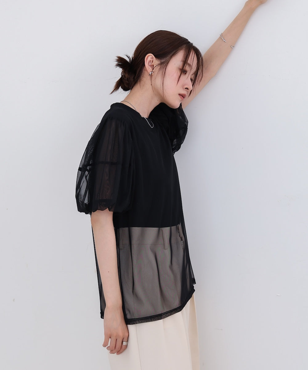 チュールレイヤードTシャツ