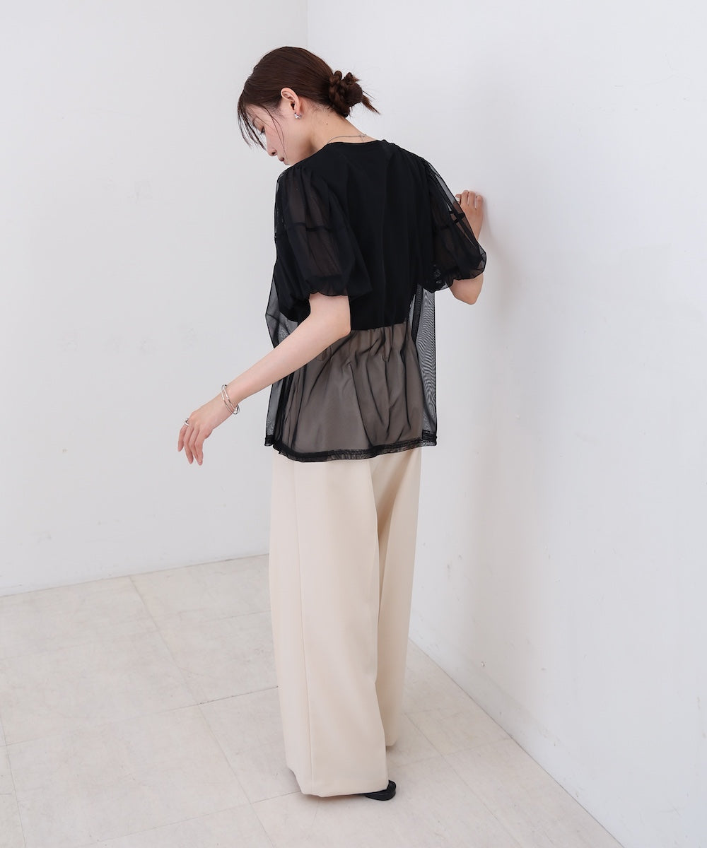 チュールレイヤードTシャツ