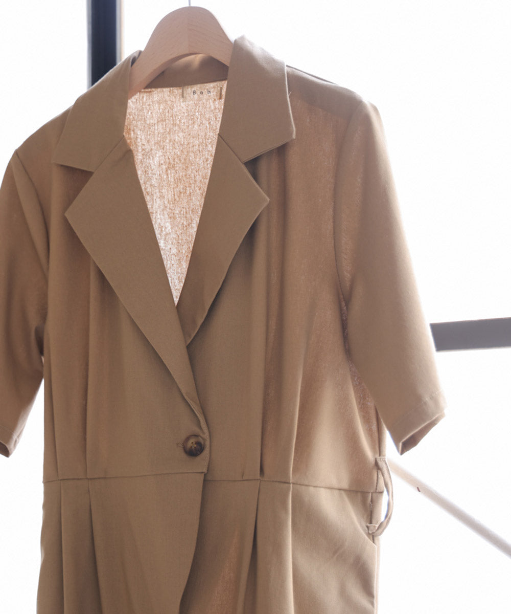 テーラードウエストリボンオールインワン