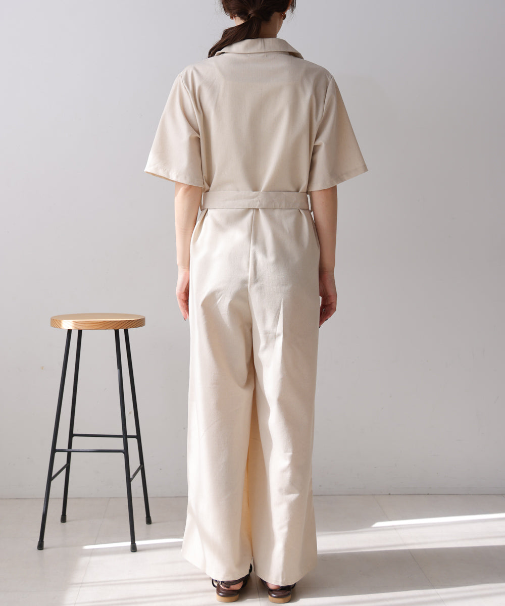 テーラードウエストリボンオールインワン