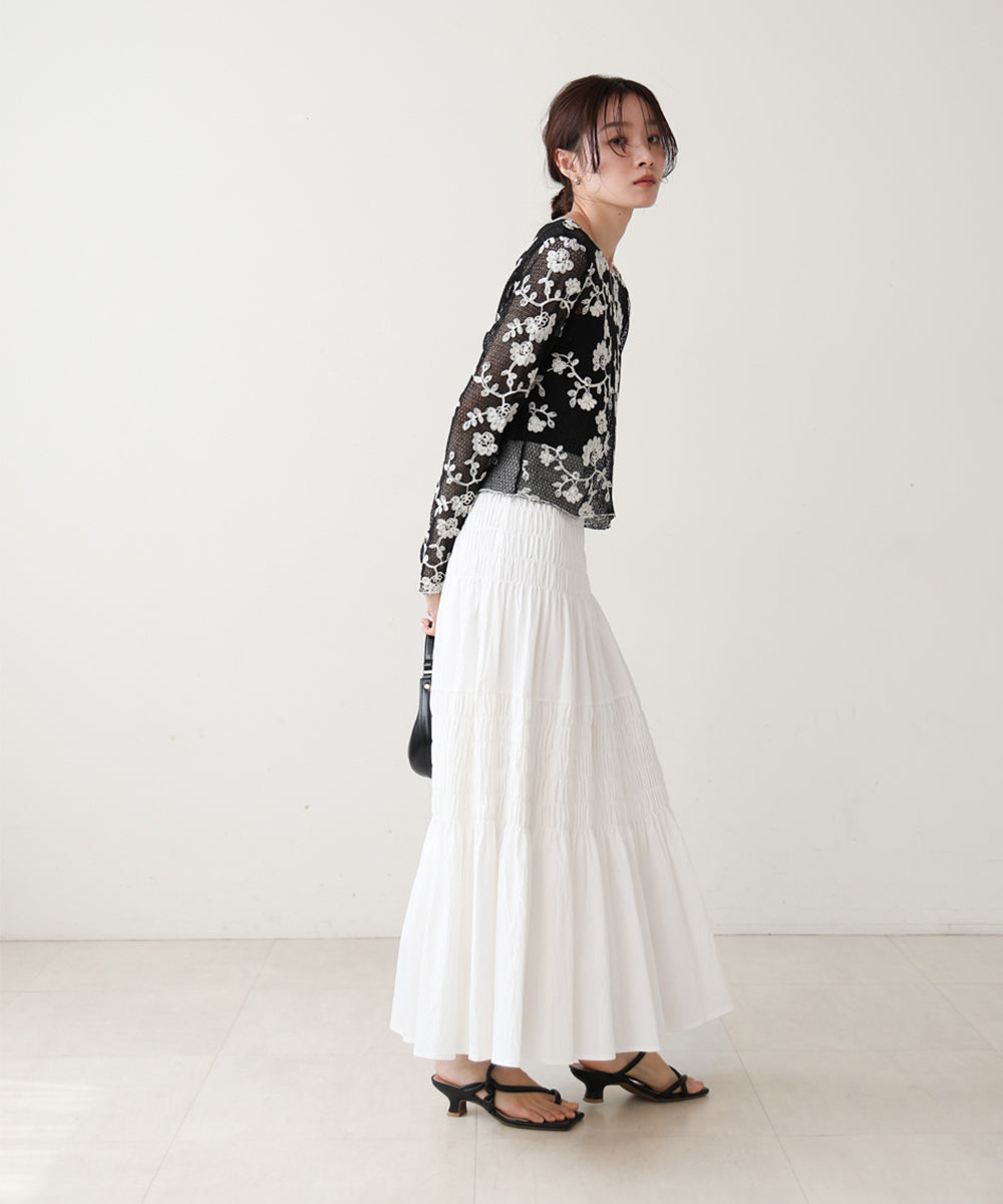 刺繍透かし編みトップス