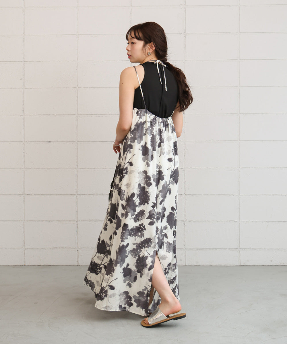 アートフラワー柄キャミワンピース