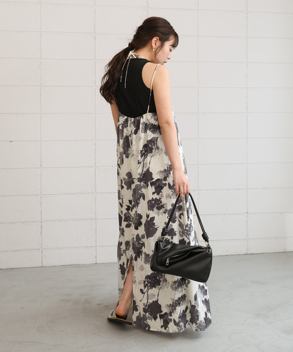 アートフラワー柄キャミワンピース