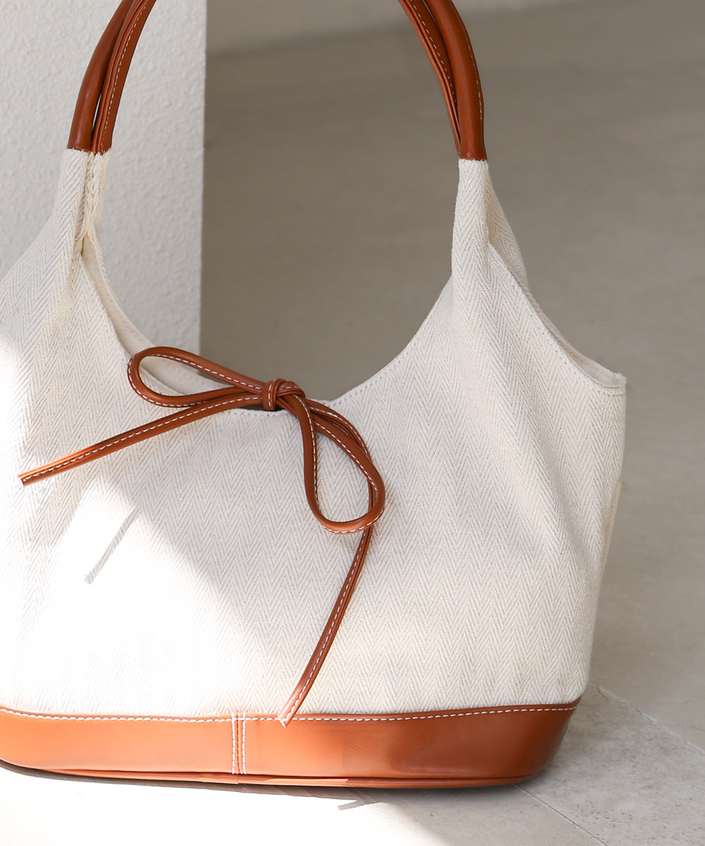 異素材リボントートバッグ