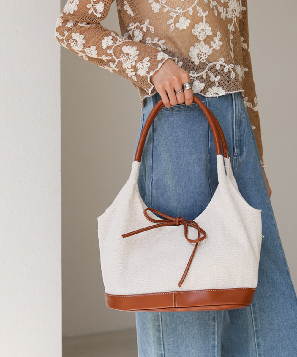 異素材リボントートバッグ