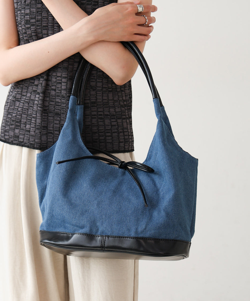 異素材リボントートバッグ