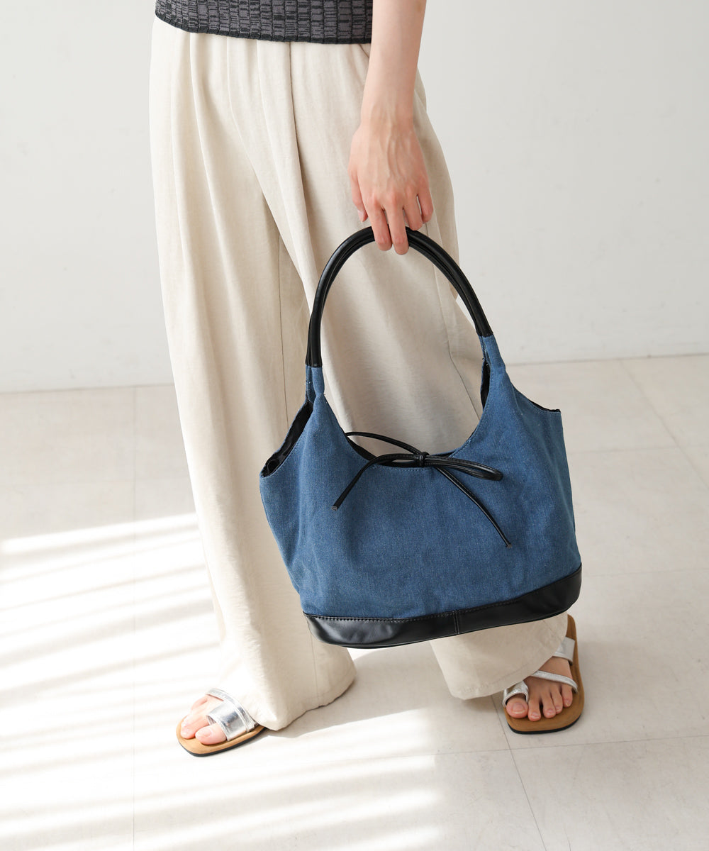 異素材リボントートバッグ