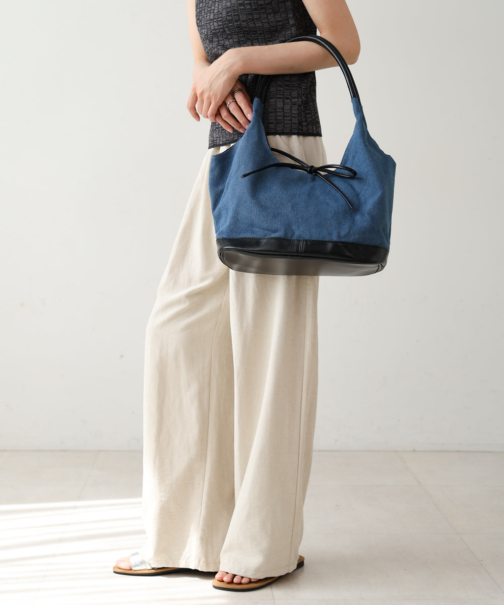 異素材リボントートバッグ