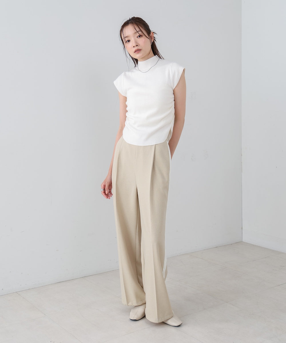 サイドギャザープチハイネックトップス