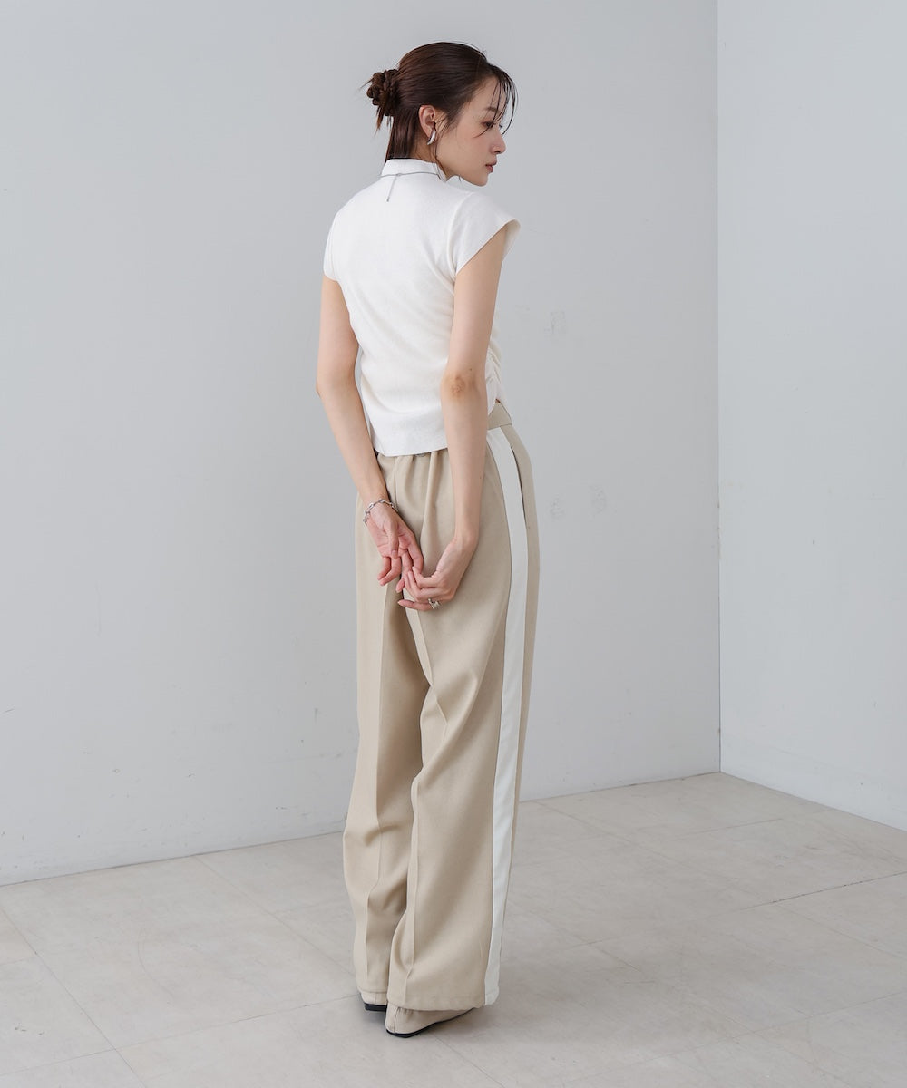 サイドギャザープチハイネックトップス