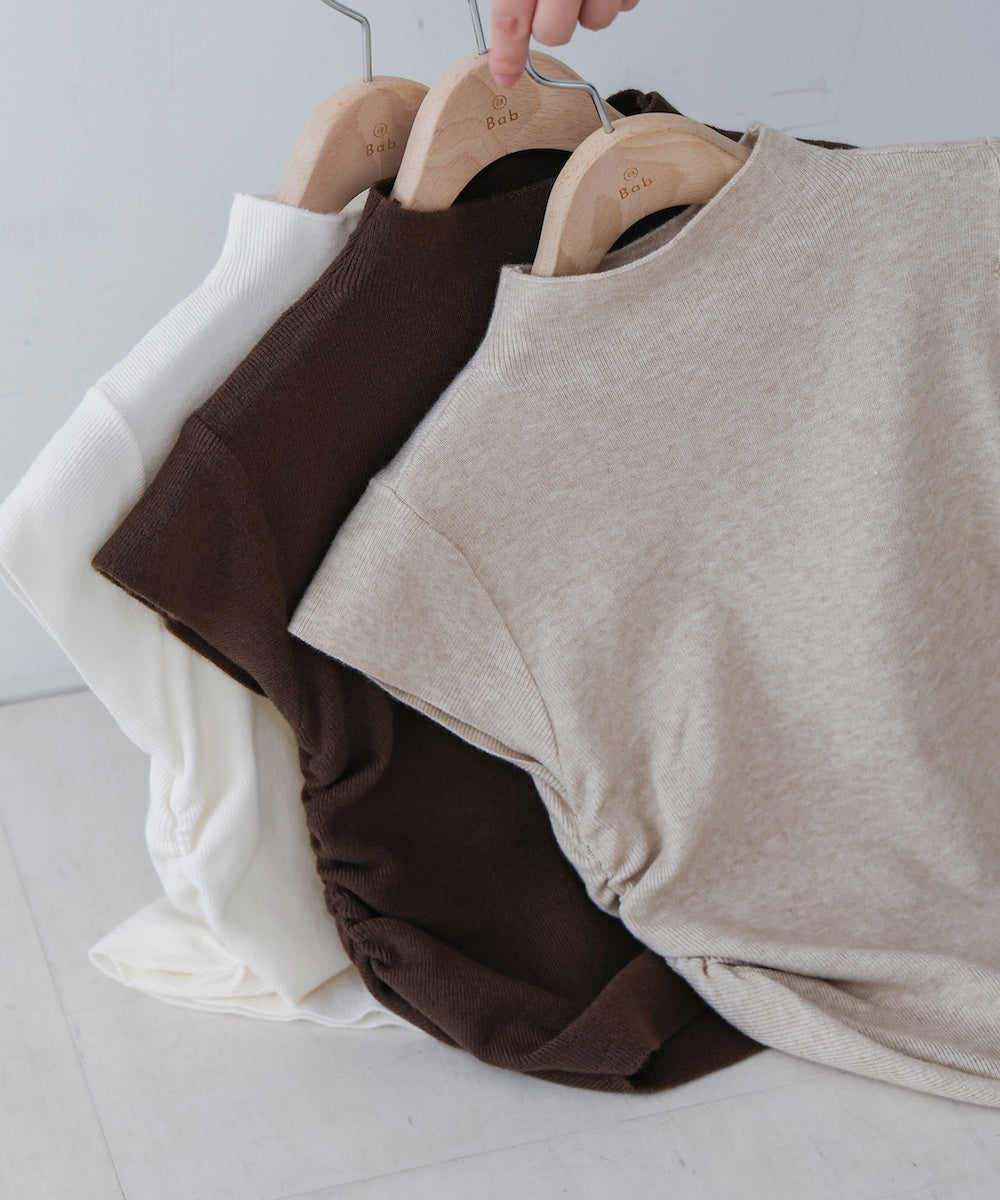 サイドギャザープチハイネックトップス