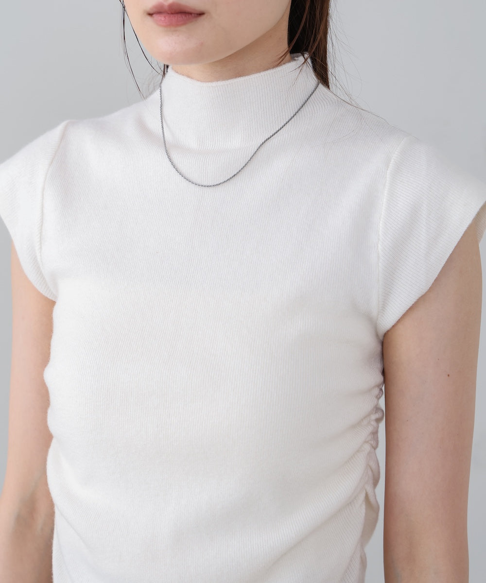 サイドギャザープチハイネックトップス