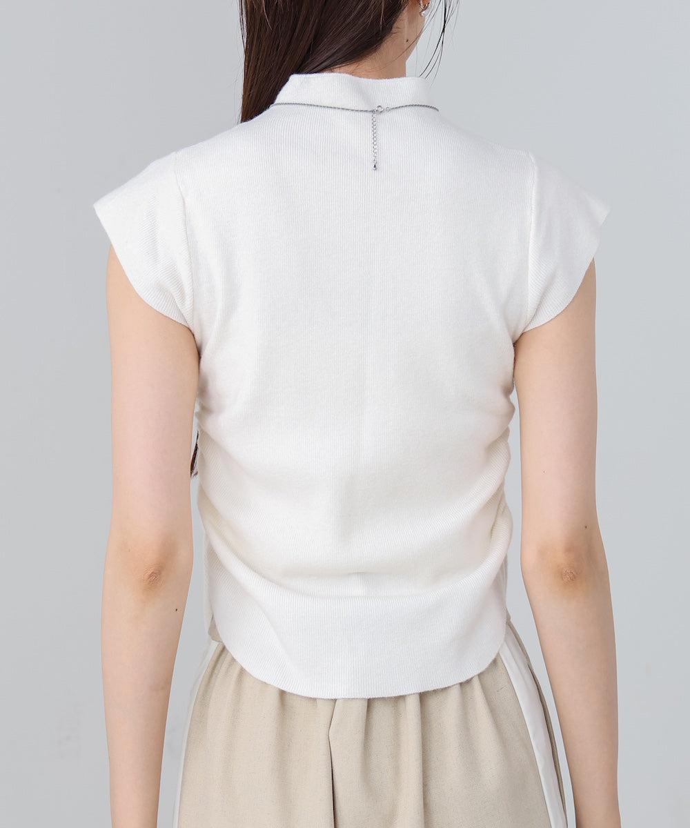 サイドギャザープチハイネックトップス