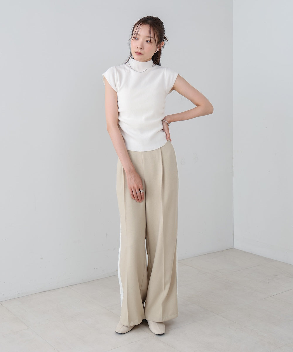 サイドギャザープチハイネックトップス