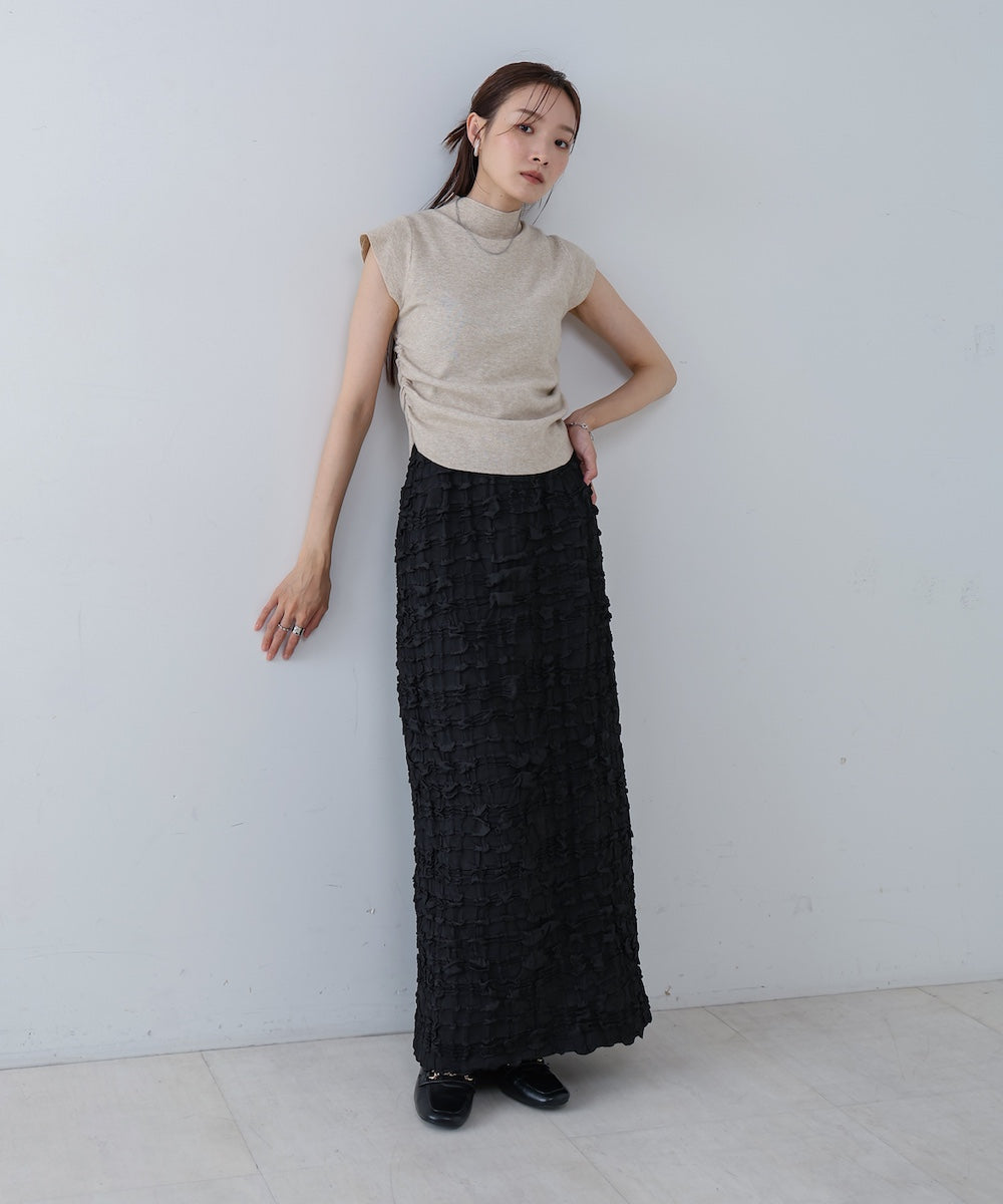 サイドギャザープチハイネックトップス