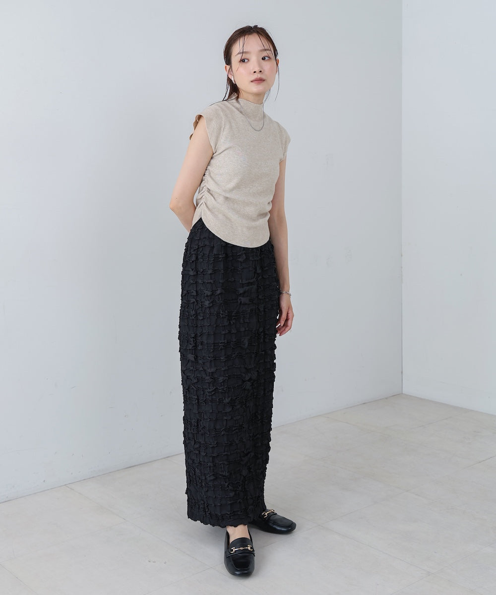 サイドギャザープチハイネックトップス