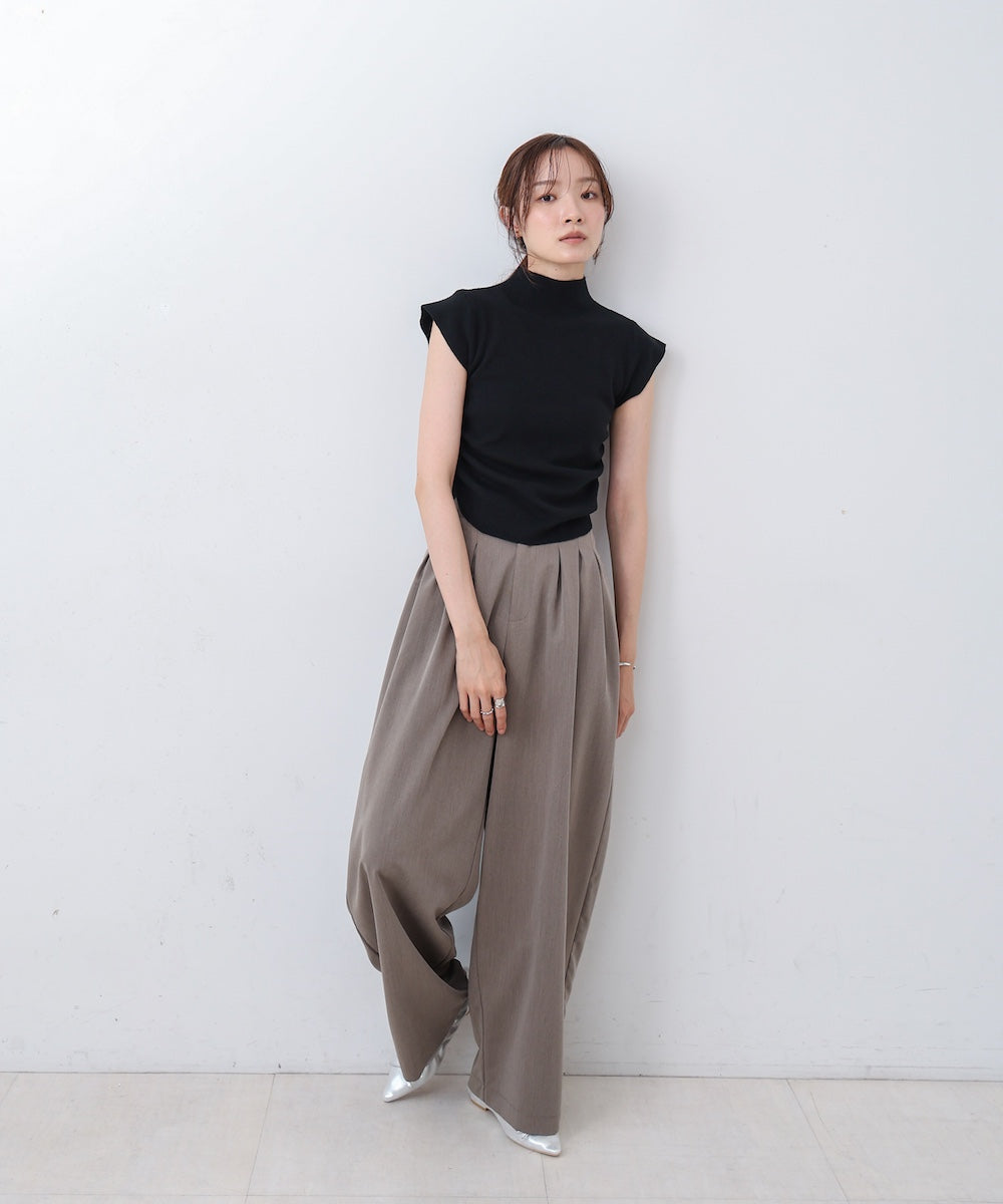 サイドギャザープチハイネックトップス