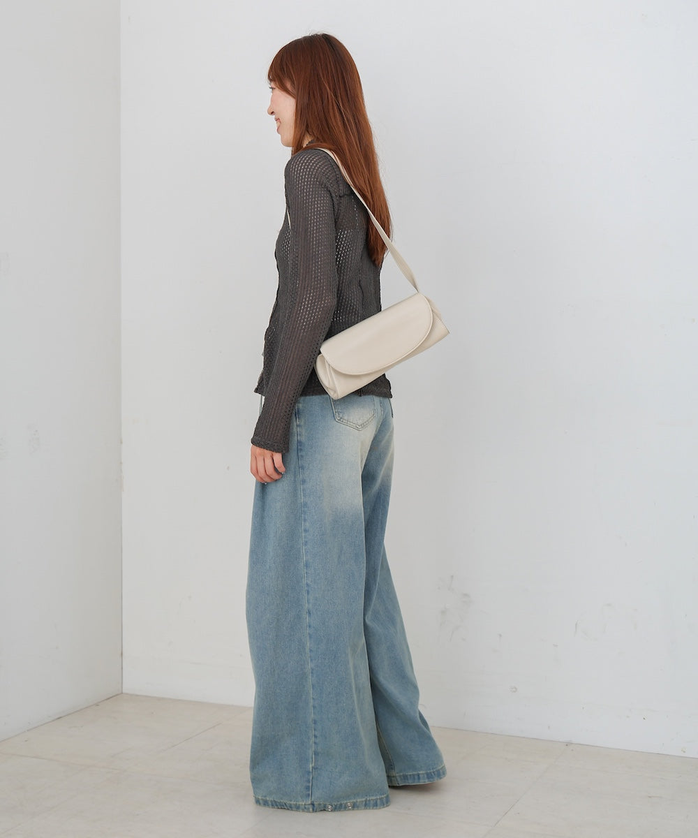 【M・Lサイズ展開】ウエストデザイン ルーズデニムパンツ