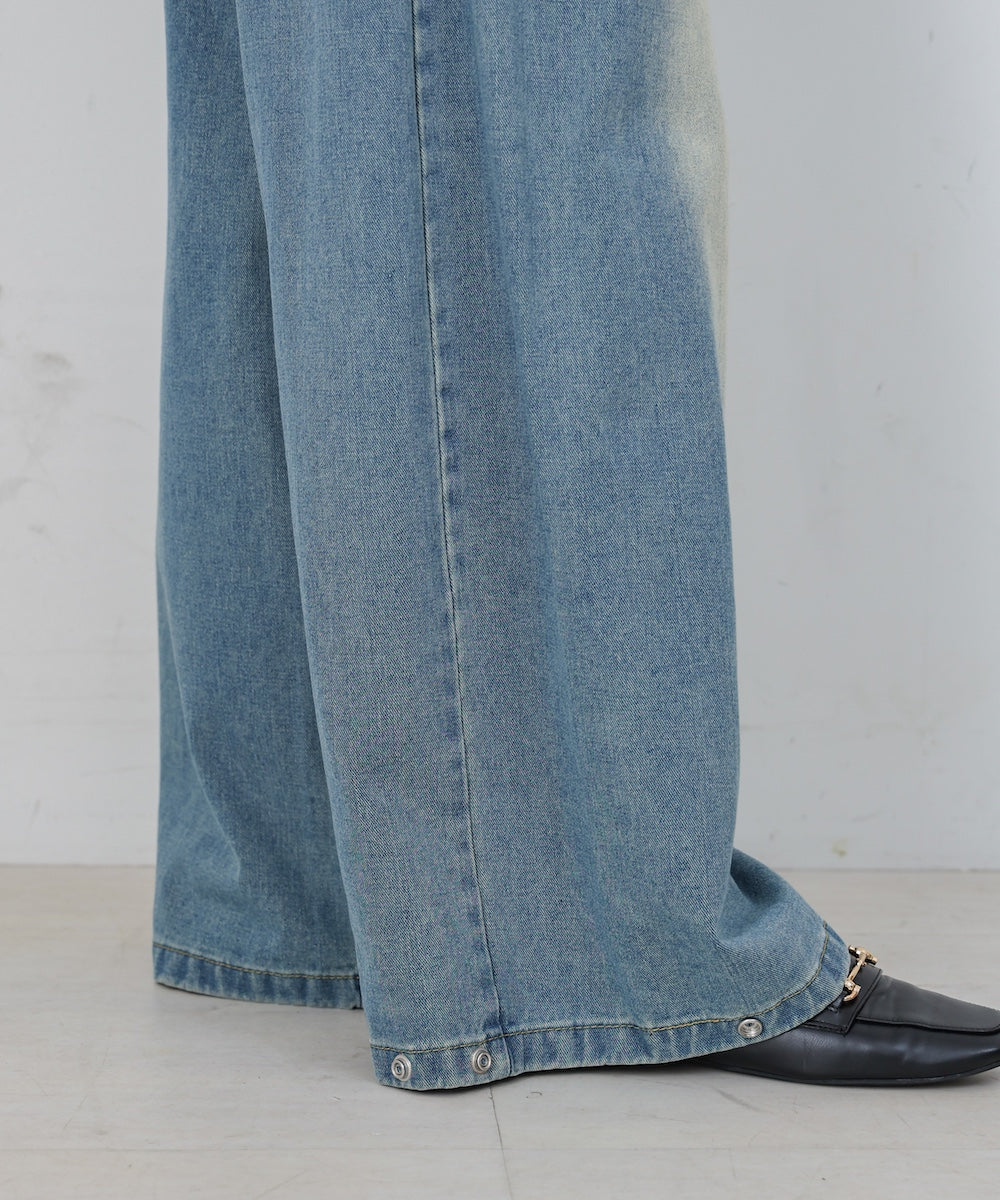 【M・Lサイズ展開】ウエストデザイン ルーズデニムパンツ
